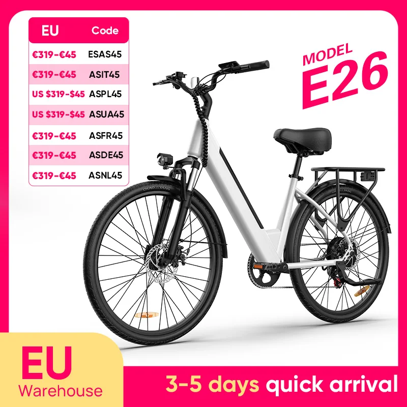 Image of 750W E-Bike für Pendler mit 26x2 Zoll Reifen, 48V 10,4Ah Abnehmbarem LCD-Display, 7-Gang-Schaltung und Hydraulischen Scheibenbremsen für Erwachsene