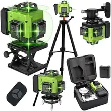 Nivel Láser Verde de 16 Líneas 3 ° Nivel Láser Autonivelante 4D con Batería USB de 2400mAh, Resistente al