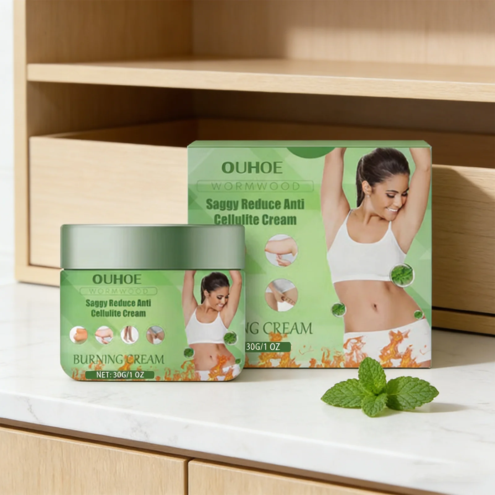 OUHOE 30G Saggy Reduce Anti Cellulite Cream, Contains Natural Wormwood, Boosts Circulation, Fights Cellulite, Tightens Skin