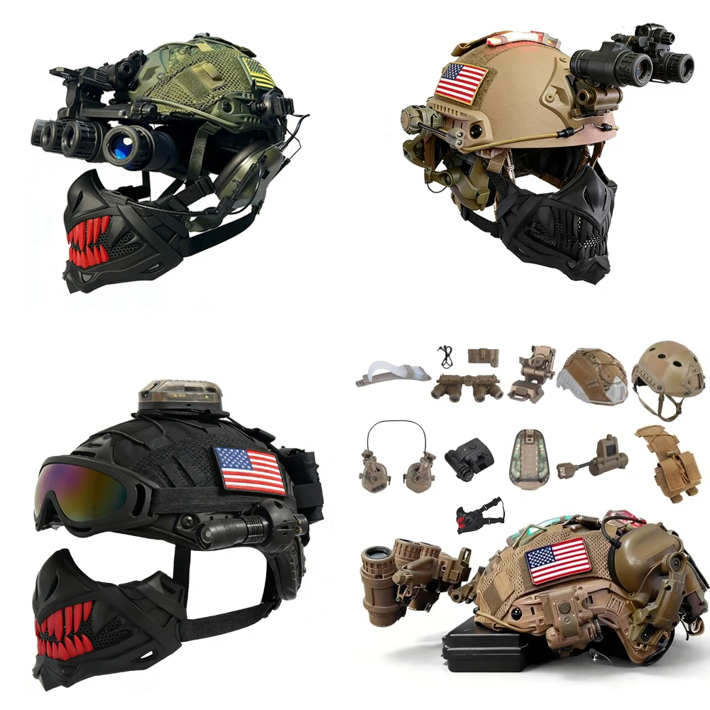 Tactical FAST Bat Mask Helmet, Military Airsoft Bump Helmet Set,   for Paintball Outdoor Field Cosplay Activity Equipment