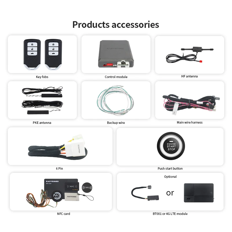 EASYGUARD semi plug play pke car alarm for Honda Accord CRV Civic Odyssey SPIRIOR ELYSION ENVIX remote engine start
