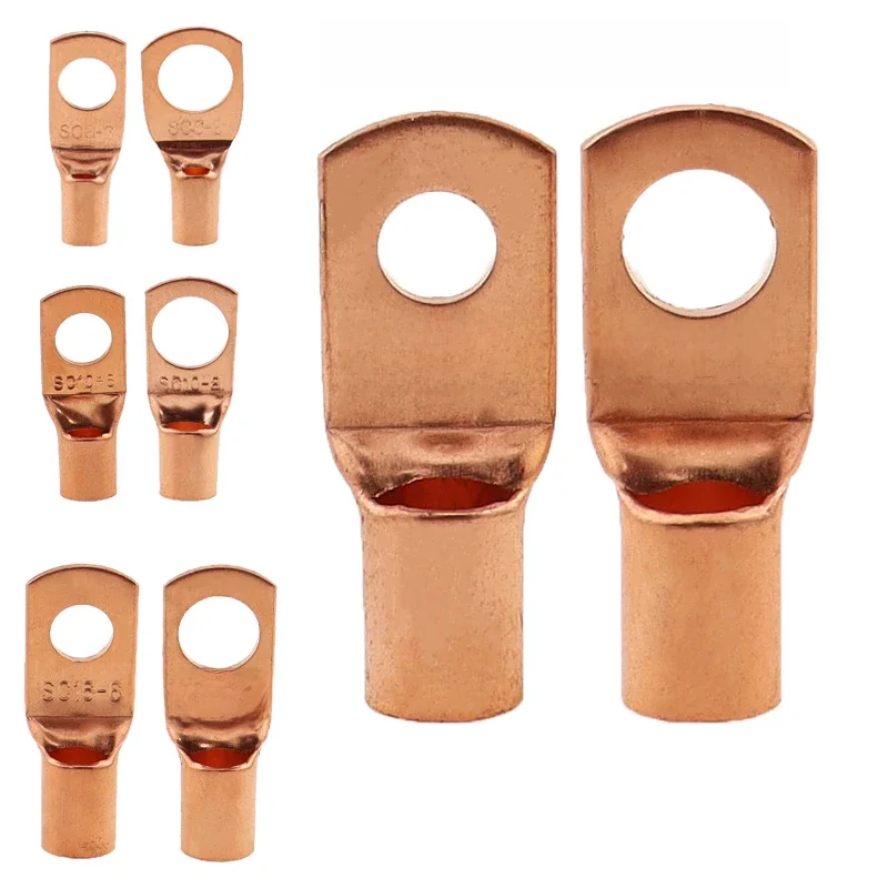 Connecteurs de câble en cuivre à sertir, 10/25/50/100 pièces, bornes électriques à sertir pour câbles nus SC6-6 SC6-8 SC10-6 SC10-8 SC16-6 SC25-6