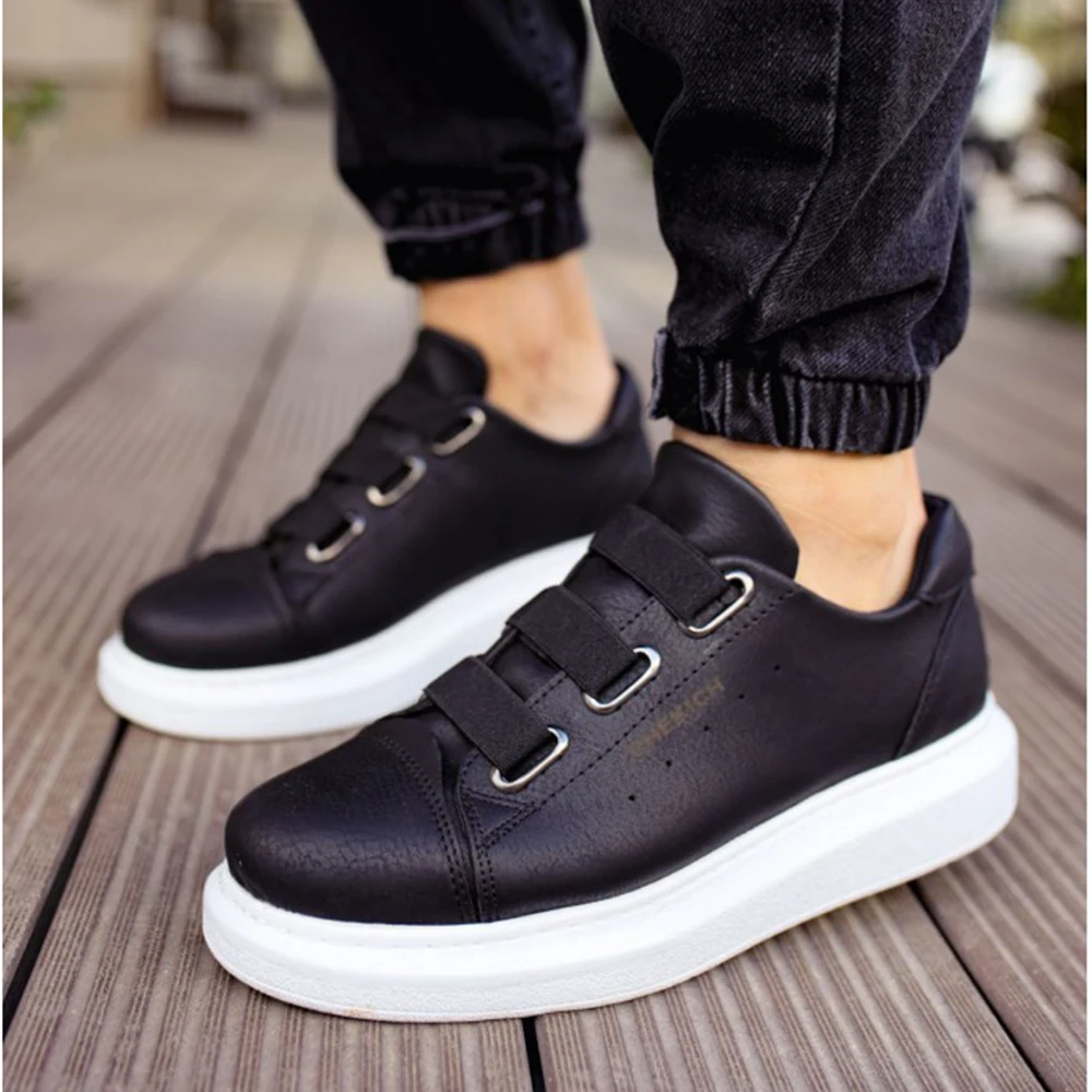 FOH Store Men Women Shoes BT BLACK Color Non Leather Elastic Band 2023 Spring and Fall Seasons New Fashion Casual Breathable Sneakers Suits Comfortable Solid Sole Office Fashion Wedding Walking Lightweight 253