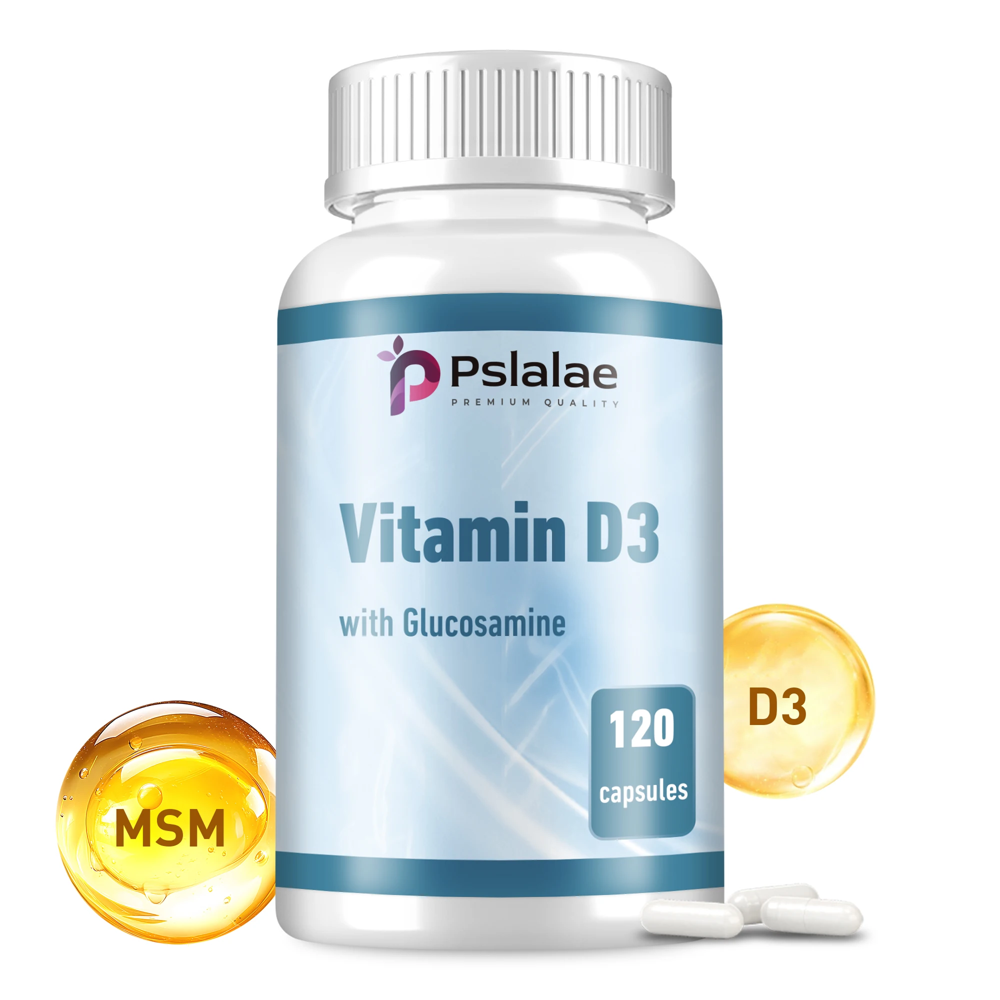 Vitamin D3 with Glucosamine - Supports Comfort and Flexibility, Joint Care, Strengthens Bones - 120 Capsules