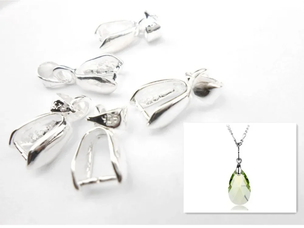 Hurtownia DIY Rozmiar M 6X14mm 925 Sterling Silver Findings Bail Connector Bale Pinch Clasp 925 Silver Pendant Fittings Bail — zdjęcie 2