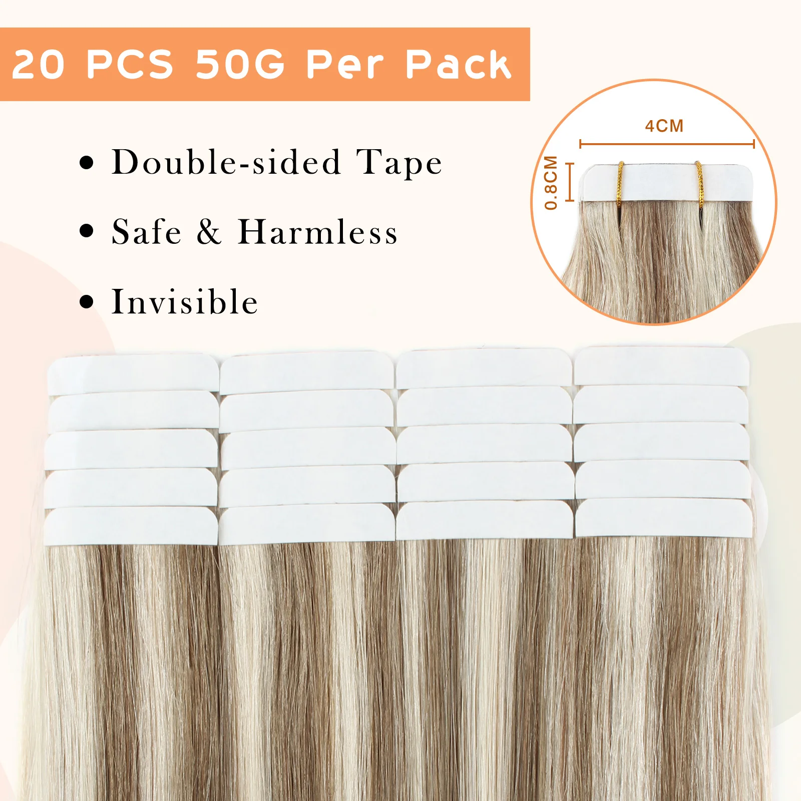 Sixstarhair 20 шт. 100 настоящих человеческих волос Remy 50 г 16/18/20/22 дюймов лента для наращивания волос лента для наращивания человеческих волос для женщин