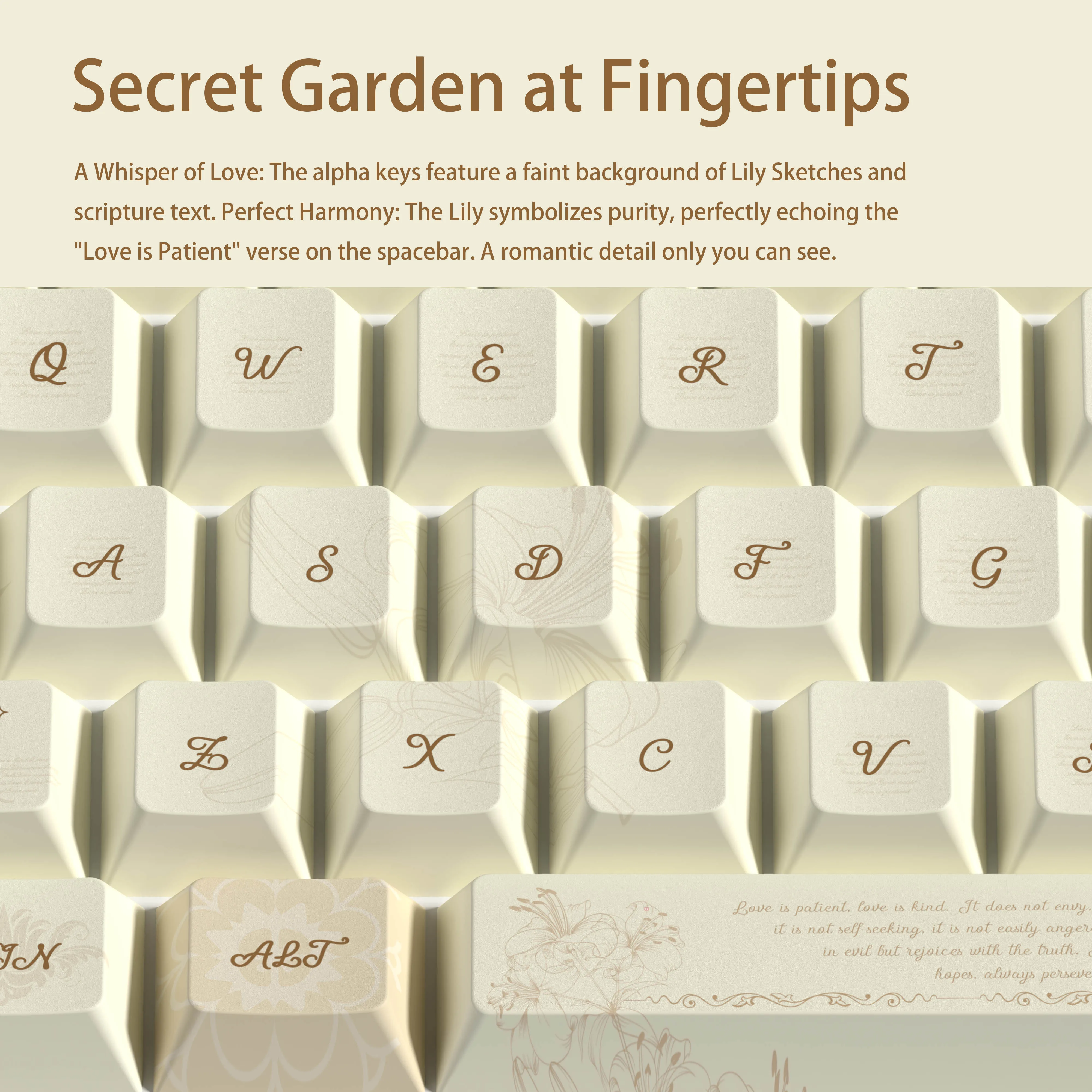 [The Vow] Retro Creamy Keycaps PBT Dye-Sub Cherry Profile Elegant Gothic Calligraphy Font Keycap Set for Mechanical Keyboard 60/