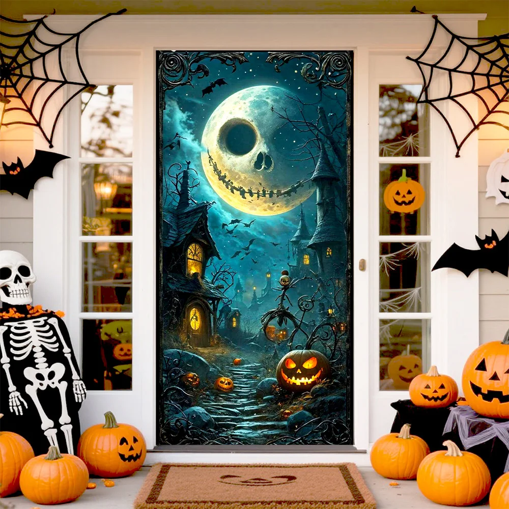 

Halloween theme background DOOR COVER banner party festival christmas eve children room door decoration backdrop