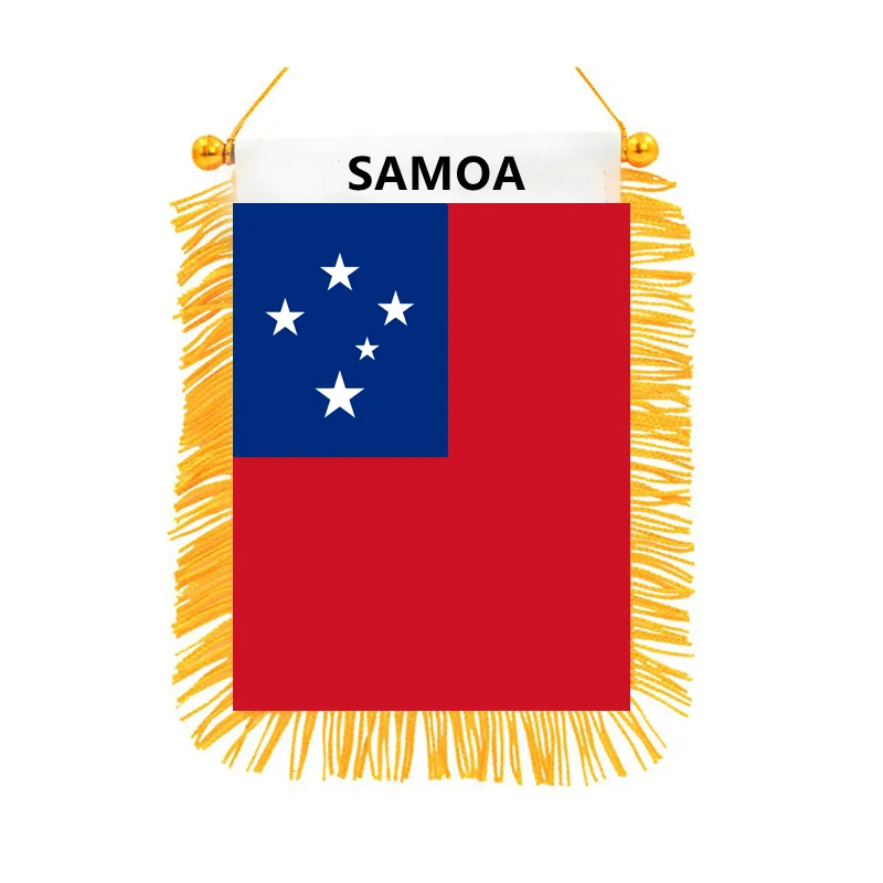 

Samoa Flag Double Sided Printed Black-out Cloth National Flag Home Decor Hanging Pennant Flag