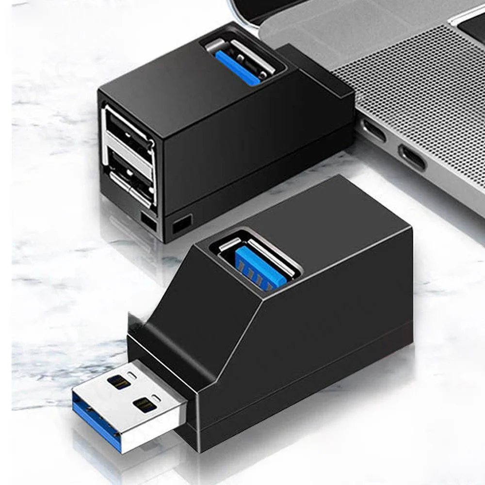 Getatek USB 3.0 HUB Adapter Extender Mini Splitter Box 1 bis 3 Ports High Speed USB 2.0 für PC