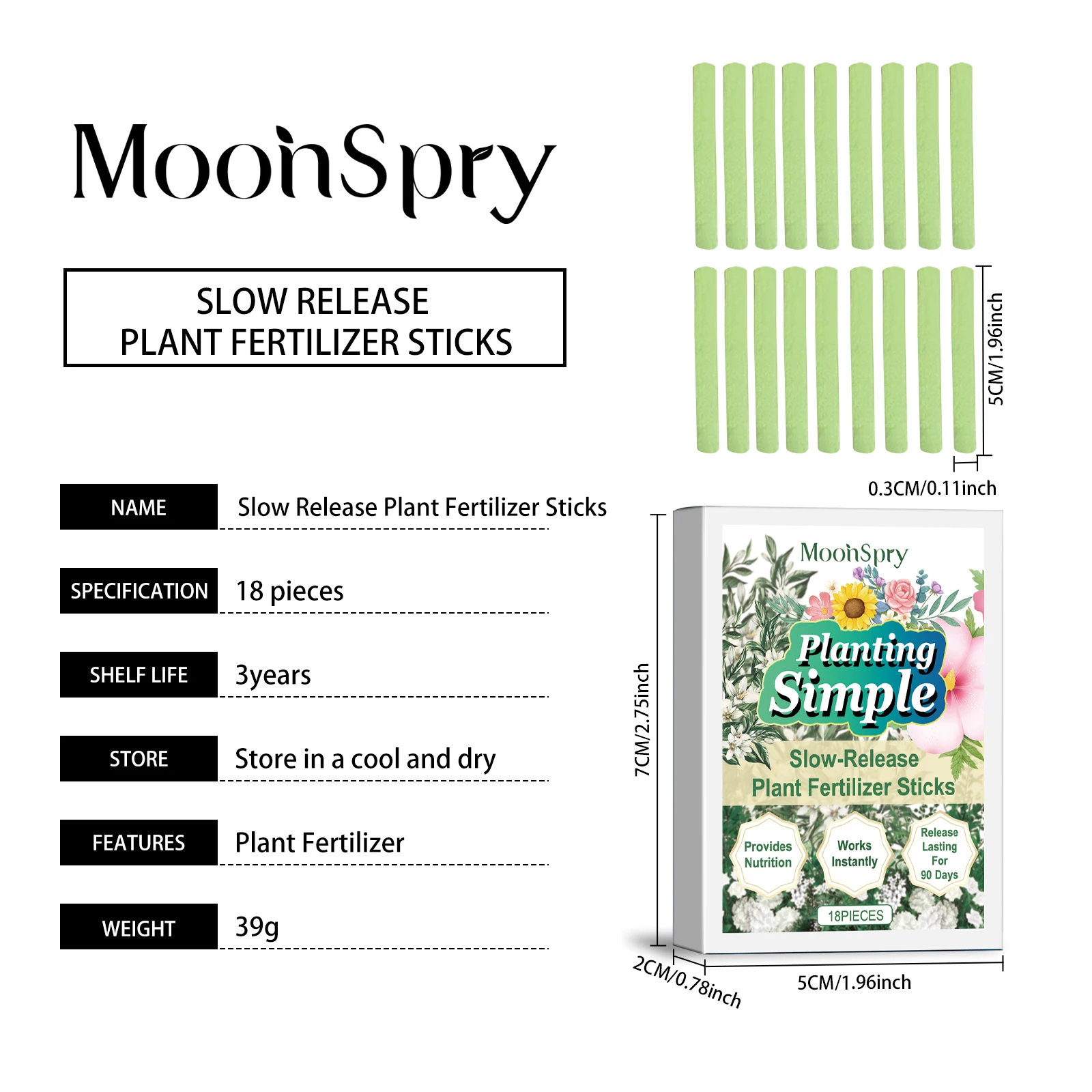 سماد نبات القمر عصا ملمع أوراق الشجر داخلي بوعاء زهرة نباتات خضراء إطلاق بطيء 90 يومًا أسمدة مغذية تدوم #6