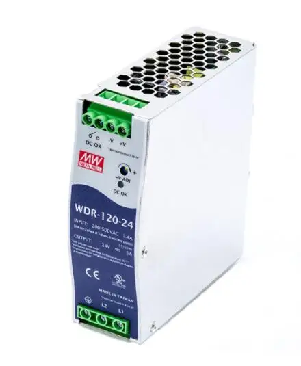 

WDR-120-24 120W | 24V | 180-550VAC/254-780VDC AC-DC Industrial DIN rail power supply