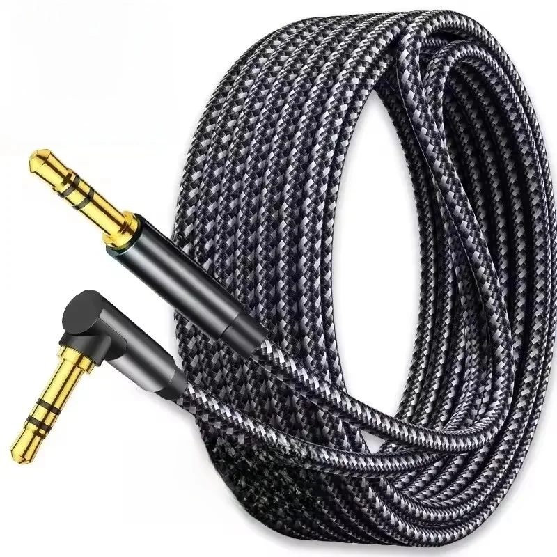 3,5-mm-Klinken-Audiokabel, 90-Grad-Winkel, Stecker auf Stecker, Lautsprecher-Aux-Draht für Samsung Xiaomi MP3/4 Video-Auto-Kopfhörer-Adapterkabel