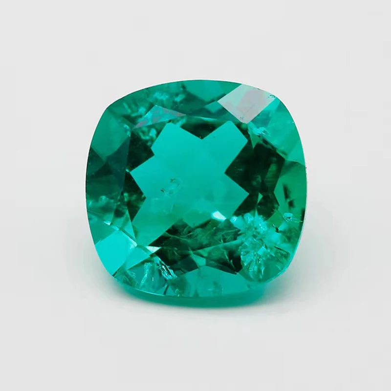 1 Carat Cushion Cut Synthesis Colombia Emerald Loose Stones Hydrothermal Lab Grown Emerald Gemstone for Diy Jewelry Making Ring