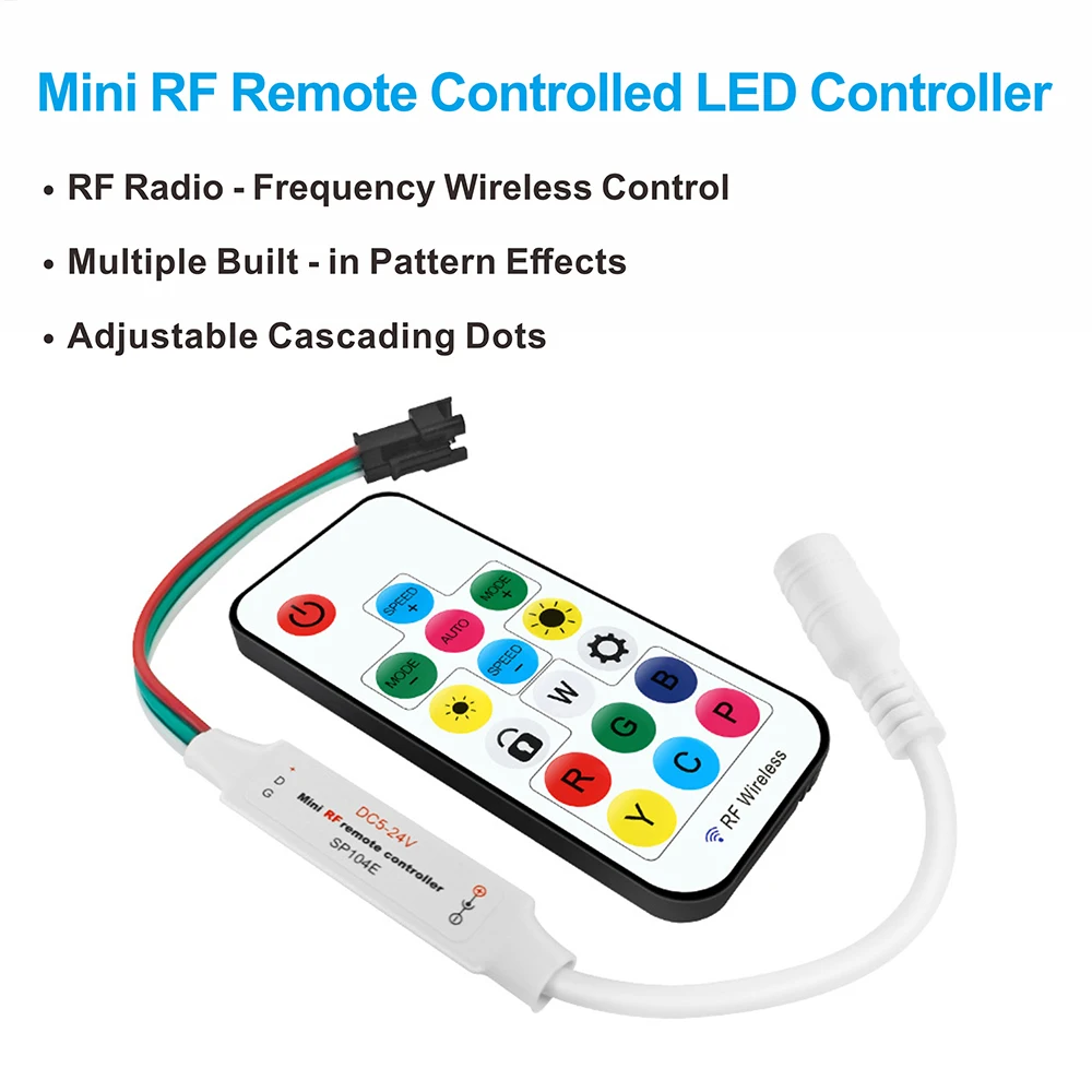 RF قطاع صغير التحكم عن بعد LED بكسل قطاع تحكم 14/17/21 مفتاح USB DC5-24V WS2811/2812/2813/2815 وحدة تحكم بسيطة RGB LED #2
