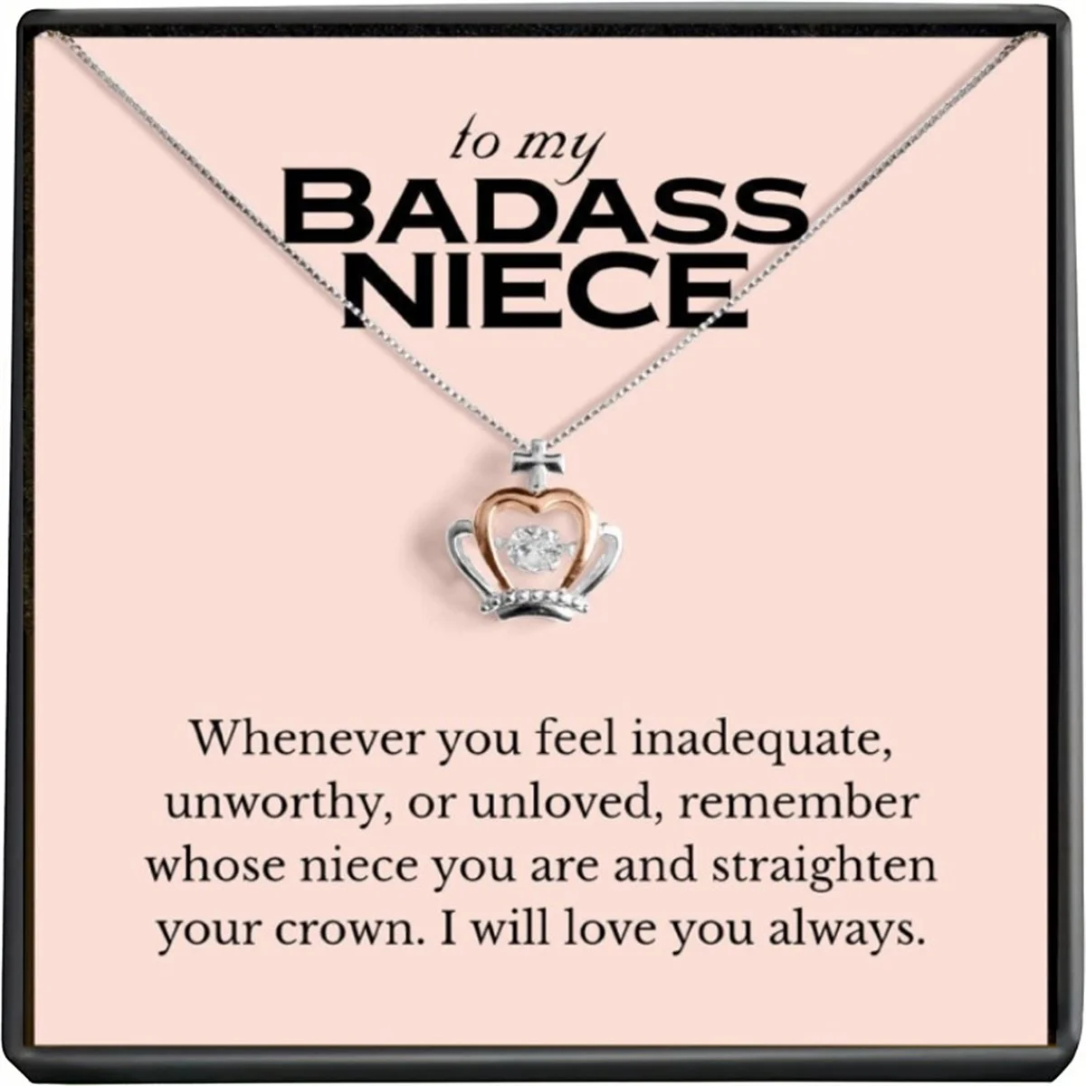 

Creative Trendy Elegant Zircon Crown Pendant Necklace Accessories Holiday Birthday Gift For Girls With Message Card and Gift Box