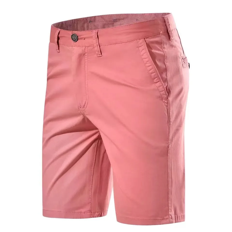 Summer Cotton Male Luxury Casual Solid Business Social Men Beach Short Stretch Chino Classic Fit Shorts