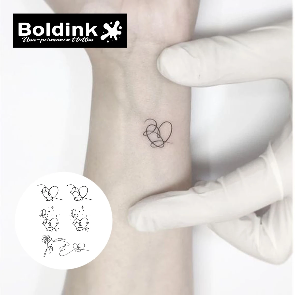 Heart butterfly Temporary Tattoo,Lasts To 15 Days New Technology Magic Waterproof Semi Permanent Sticker.