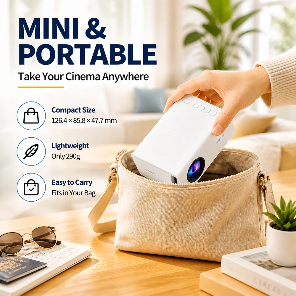 YG300 Mini Tragbarer Projektor 20ANSI LED Heimkino Unterstützt 1080P Kabelgebundene Smartphone-Bildschirmspiegelung HDMI USB Taschen-Videoprojektor