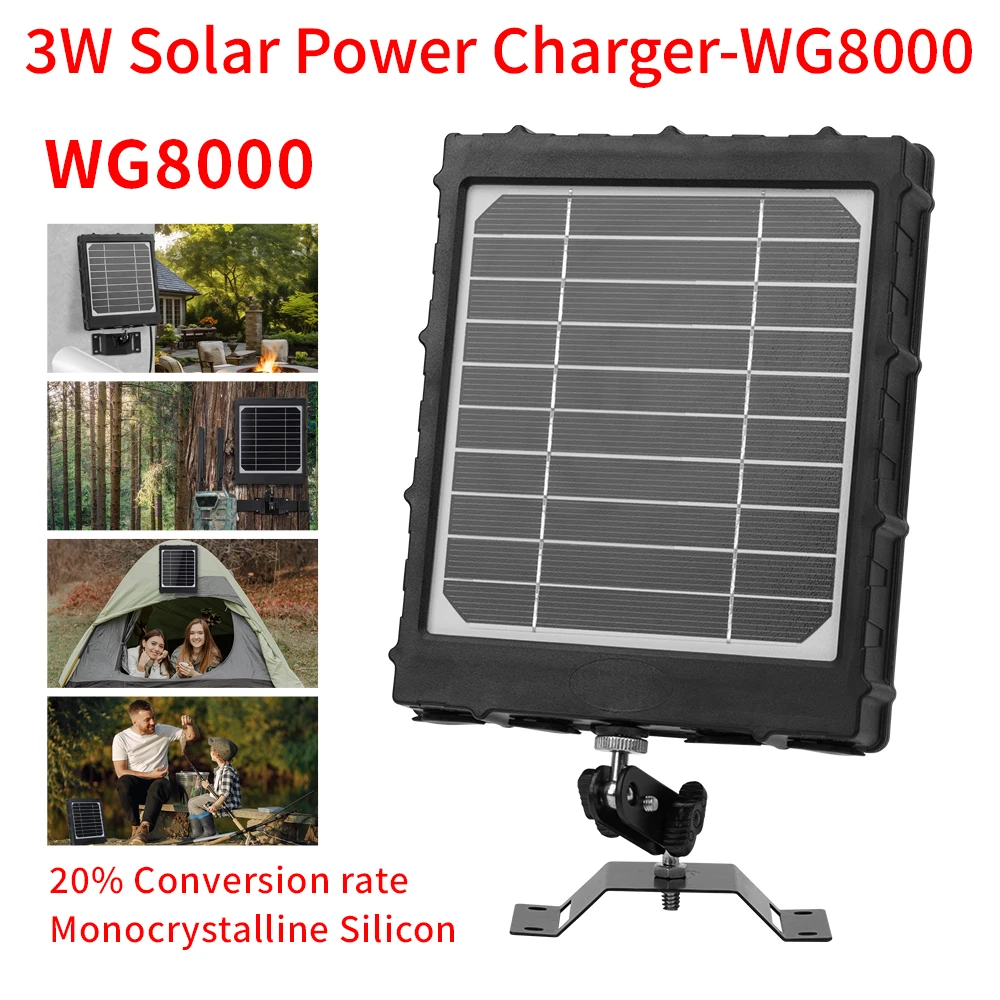 WG8000 Hunting Trail Cameras Solar Panel Charger 6v/9v/12v 8000mAh for feeder kit forest Game Cameras 1.7mm/DC2.1mm/USB Adapter