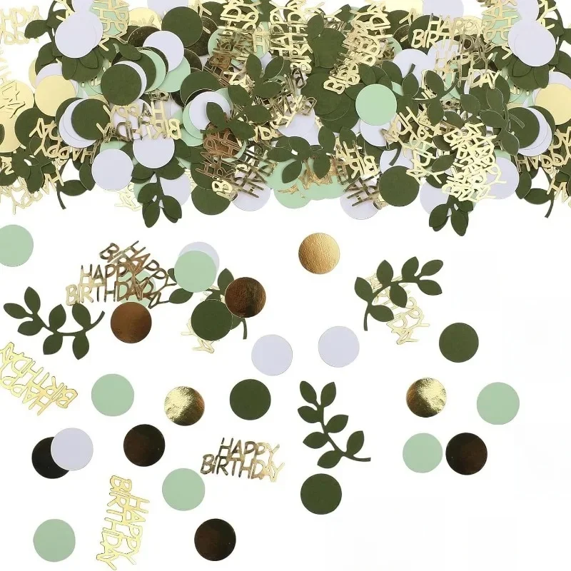 Confettis joyeux anniversaire or vert sauge, décorations de Table d'anniversaire, confettis dispersés, décor de gâteau en aluminium pour 30e et 60e anniversaire