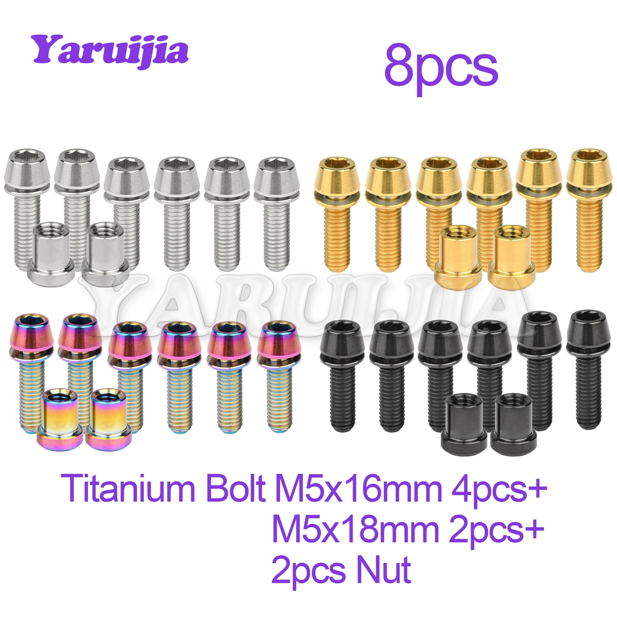 

Yaruijia Titanium Bolt M5x16 18mm Allen key Complete Titanium Bolts Hardware Upgrade Kit for 3T ARX LTD Stem