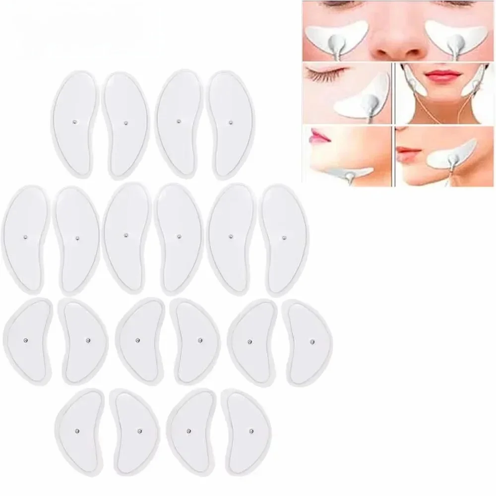 Coussinets d'électrodes pour le visage, stimulateur musculaire EMS pour le Lifting du visage, masseur du visage, Tens, patchs d'impulsions d'acupuncture, 8/32 pièces