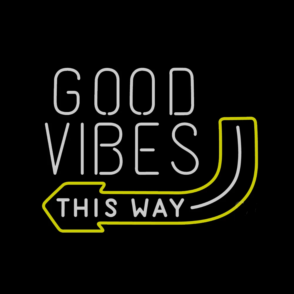 GOOD VIBES THIS WAY Arrow Direction Neon Light Sign Custom Handmade Real Glass Tube Store Bar Room Decor Display Lamp 19