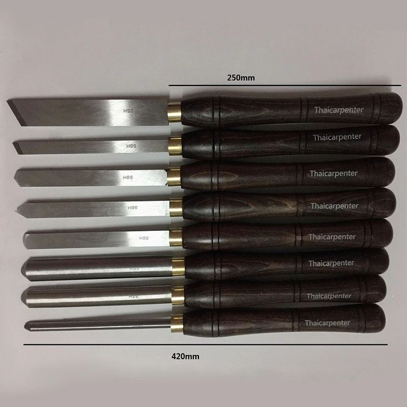 Woodworking Turning Tools Wood Chisel Set Black Walnut Handle HSS Lathe Tool