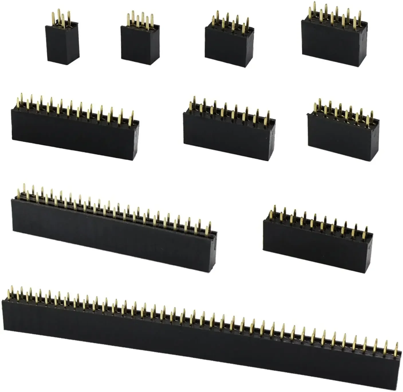 10 sztuk 2,54mm 2x/2/3/4/5/6/7/8/9/10/11/12/14/16/18/20/25/30/40 Pin dwurzędowe żeńskie prosty pin Header igły gniazdo Pin Strip — zdjęcie 2