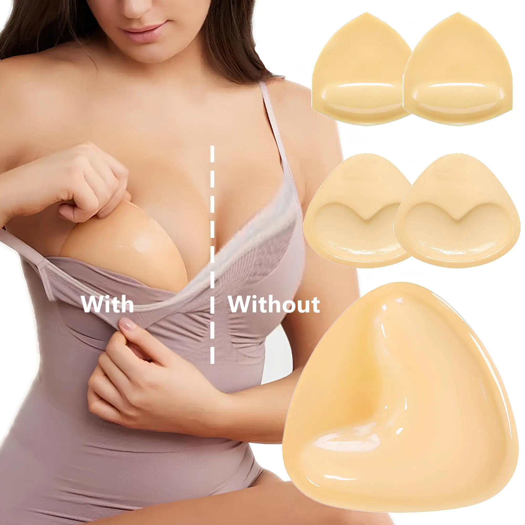 

Double Sided Sticky Bra Inserts Instant Lift Breast Pads Push Up Reusable Adhesive Bra Pads Cup Enhancer
