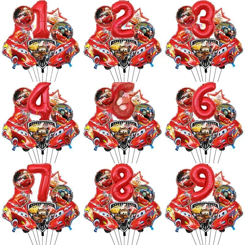 Conjunto de balões foil relâmpago mcqueen, 8 peças, dígitos, 1-9 anos, chá de bebê, crianças, carros