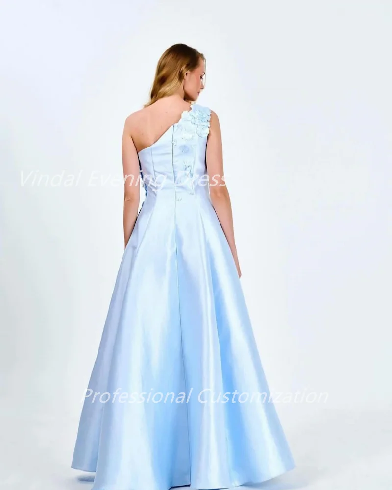 Vindal-vestido de noche largo hasta el suelo para mujer, traje elegante de un hombro con apliques, sin mangas, 2024