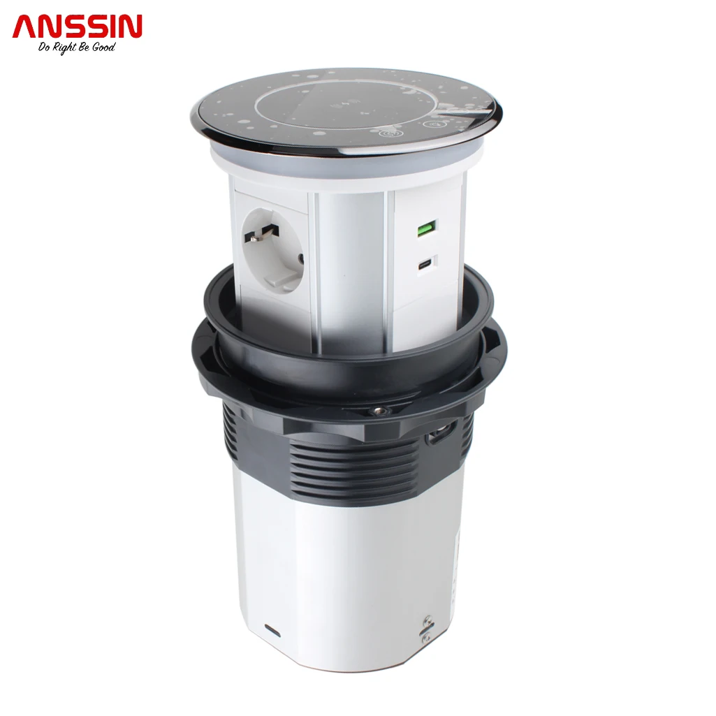 Imagem -03 - Anssin-tomada de Mesa Pop up Motorizada Inteligente Multifuncional Wifi Saídas Alemãs Portas Usb Adequado para Casa Adaptadores de Plugue de Escritório
