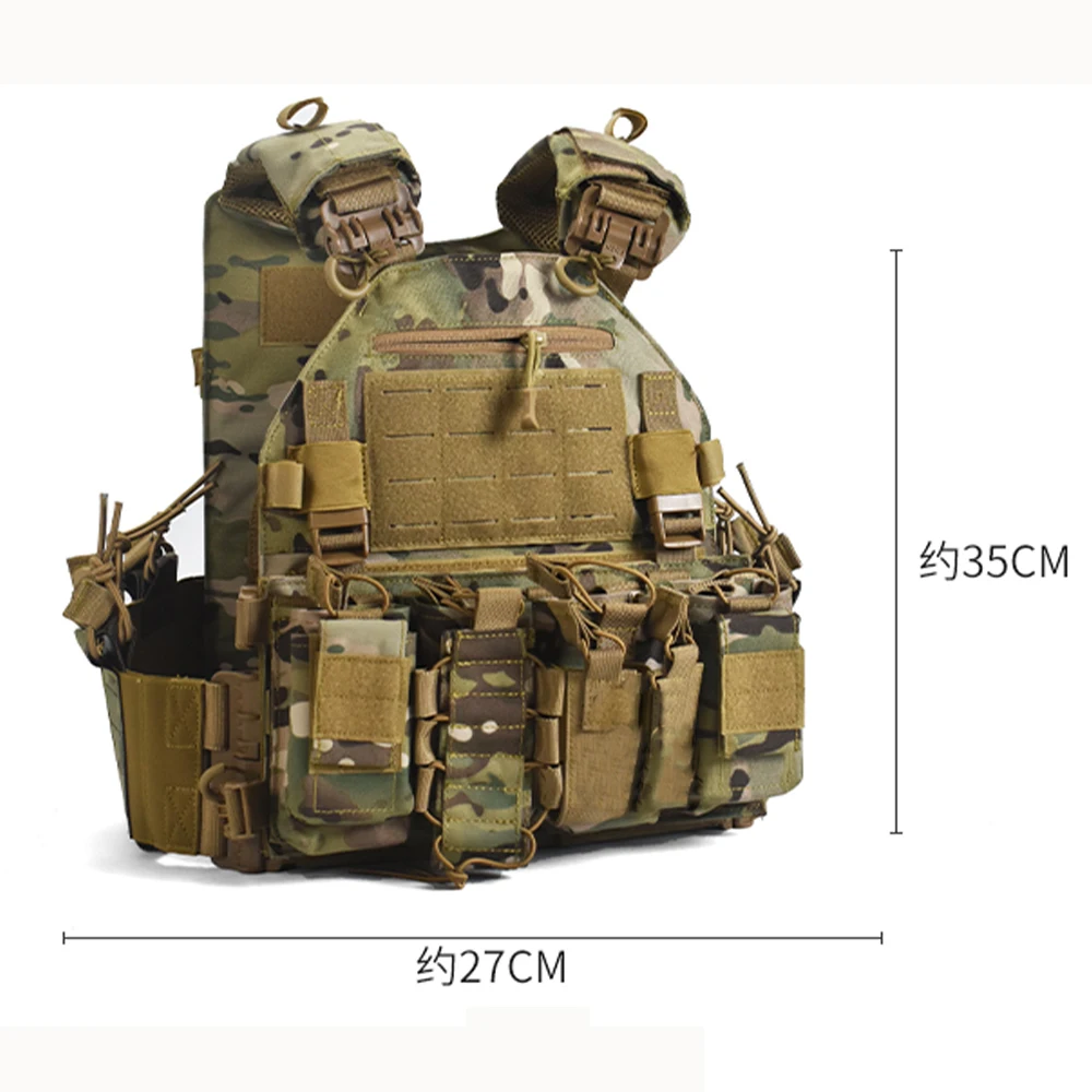 QX New Tactical Vest Multi Purpose Camo Training Uniform Cosplay Full Set Adjustable Outdoor Duty Game Equipment