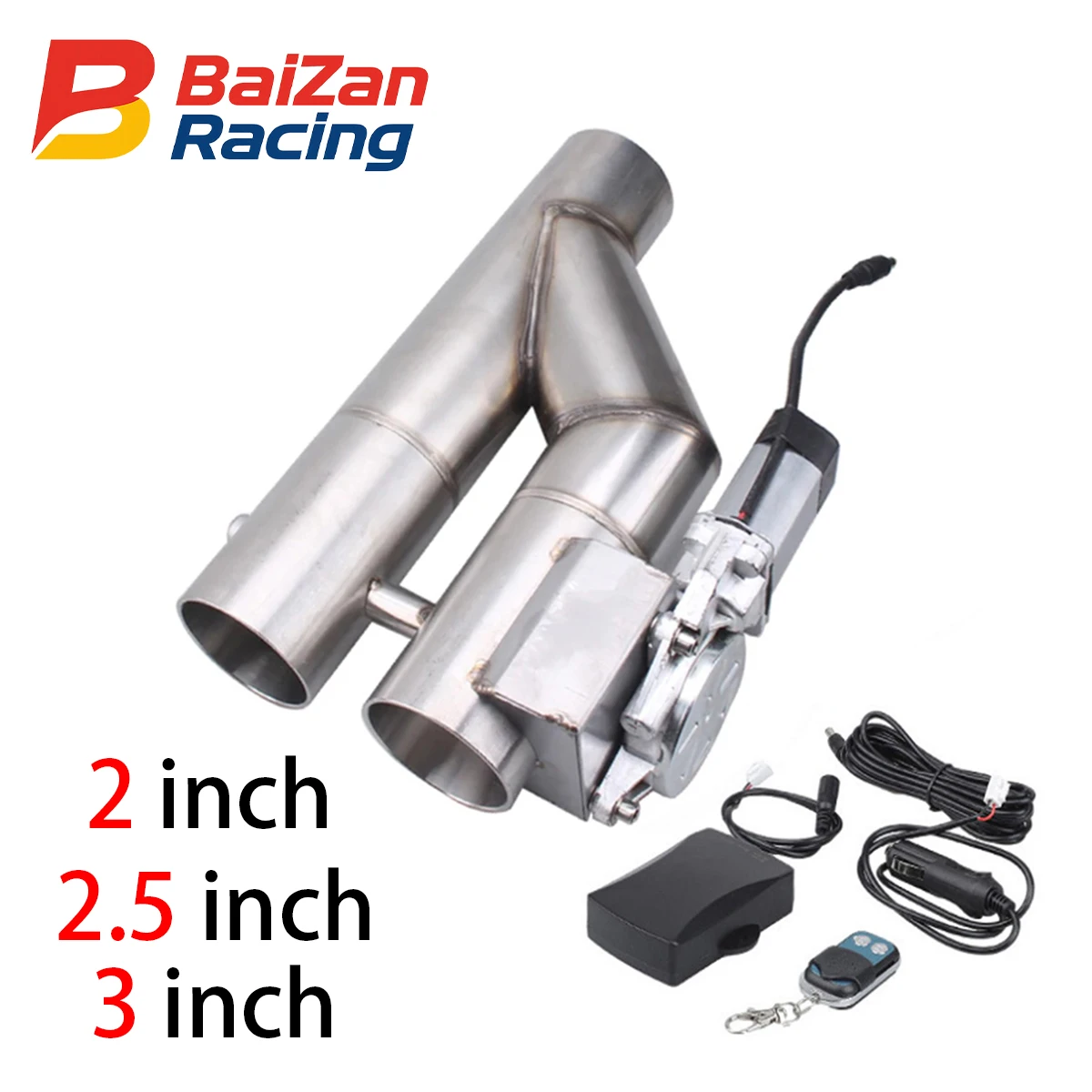 

Universal 2'' 2.5'' 3" Double Valve Electric Exhaust Valve Remote Control 2-in-1Electric Pipe Muffler Cut Out Valve Kit