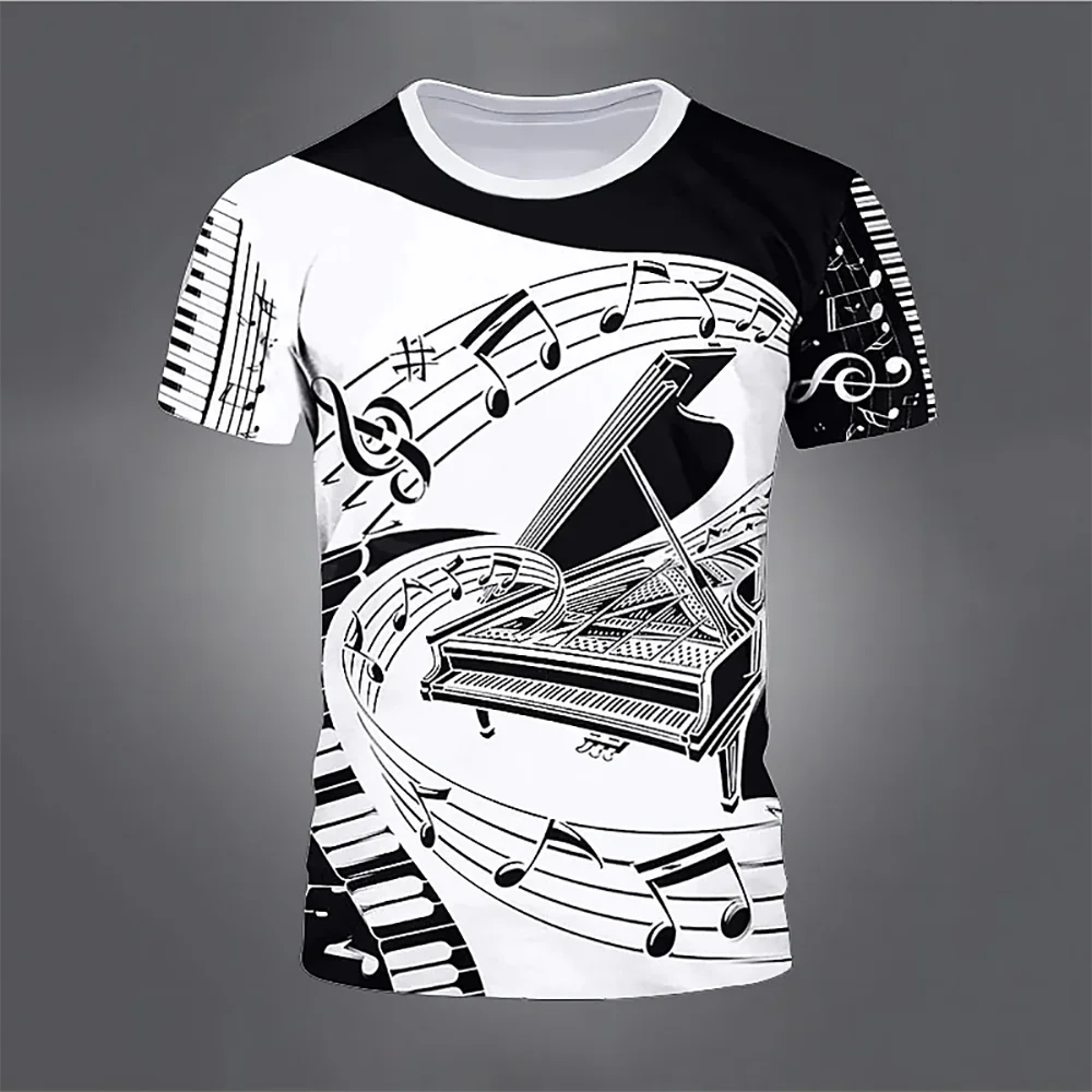 Summer T-Shirts Piano Musical Note 3D Print Streetwear Boys Grils Fashion Oversized Short Sleeve T Shirt Kids Tees Tops Clothing