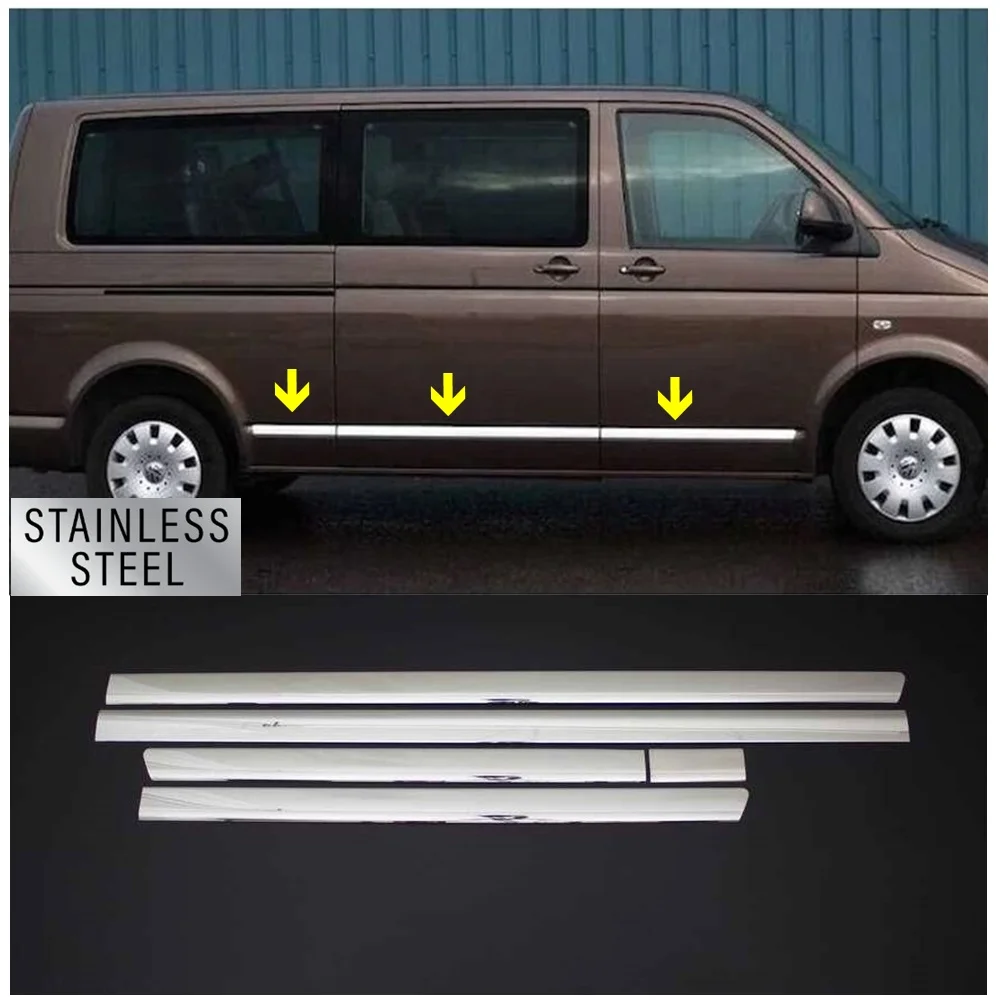 

For VW Transporter T6.1 Chrome Side Door Molding 5 Pcs SHORT CHASSIS 2020-2023 Models. Stainless Steel. A+ Quality. Car Tuning