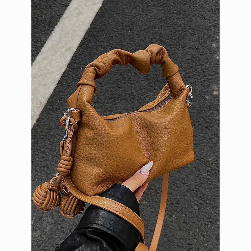 

Portable Pleated Bag Underarm Bag Women'S New Single Shoulder Dumpling Bag Messenger Bag High-End Design Retro