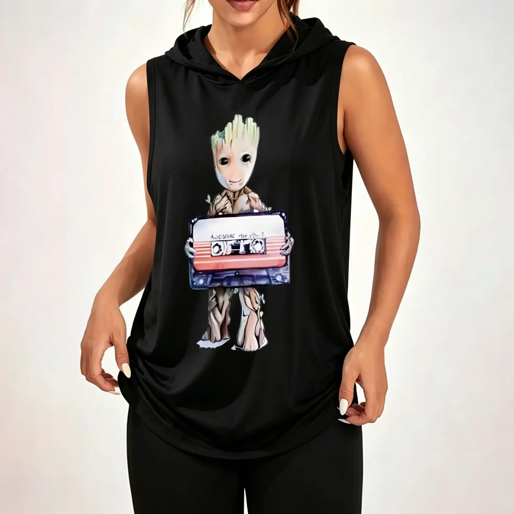 Women's Sleeveless Hooded Tank Top Loose Fit Athletic Workout Casual Vest
