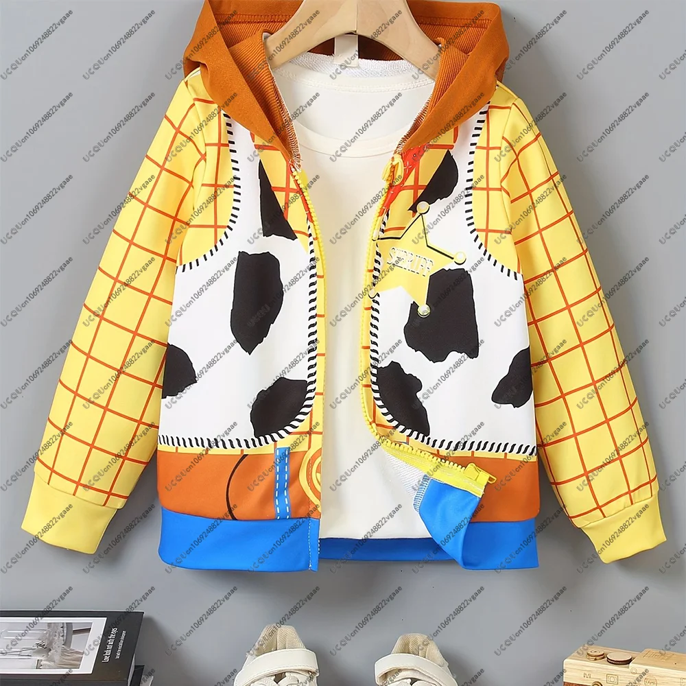 

Осень-зима Детская футболка для мальчиков Толстовка унисекс Y2k Вечеринка для девочек Топ Подарочная футболка Вуди Толстовка на молнии для взрослых Куртка «История игрушек» Открытый