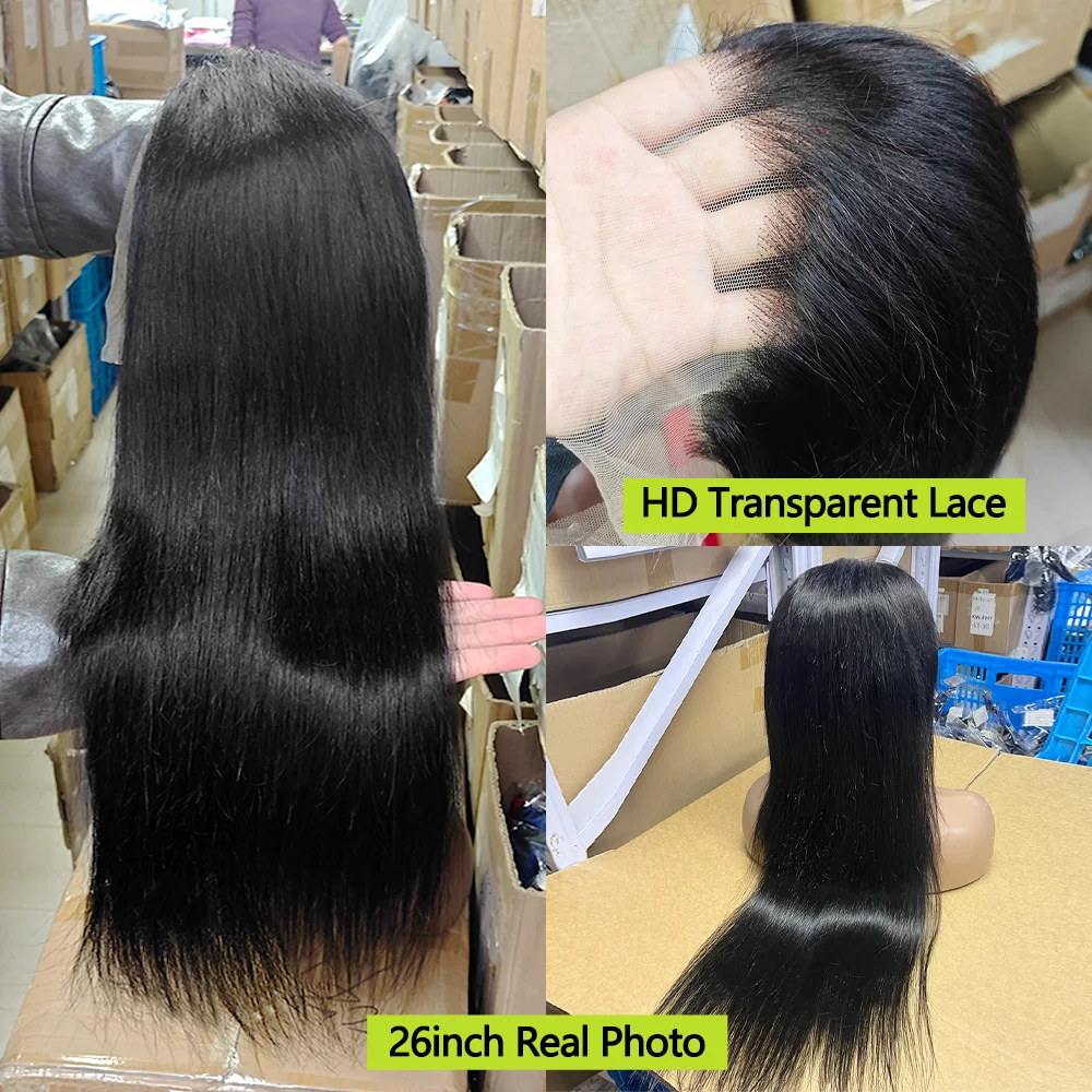 26 28 30 inch Wig Frontal Lace HD 13x6 human hair smooth in pre-thinked top quality to Super soft density for women Delivery 1-3 days