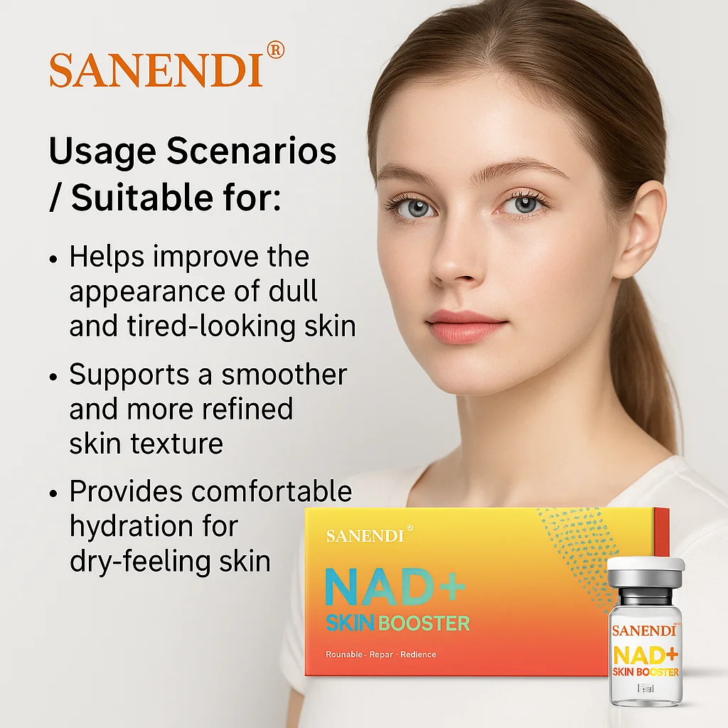 

SANENDI NAD+ Skin Booster Hydrating Skin-Refining Essence for Smooth, Fresh-Looking and Comfortably Moisturized Skin 7ml Vials