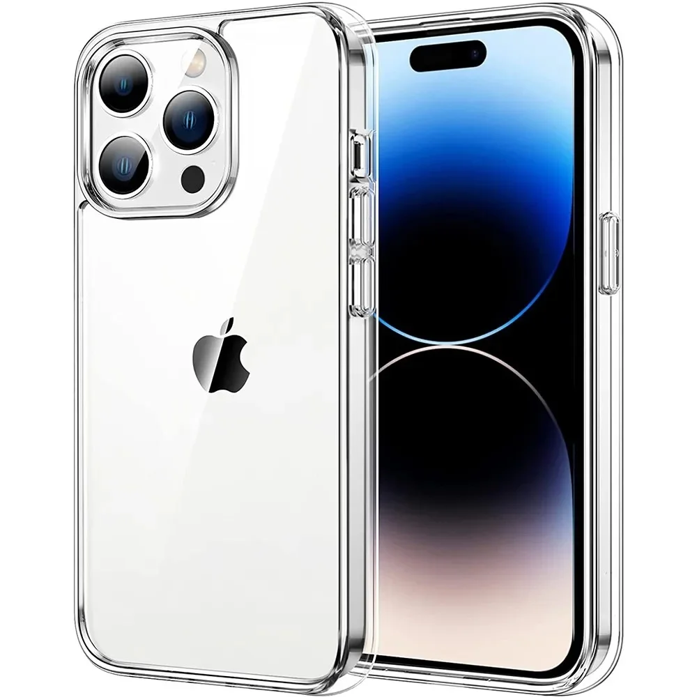 Coque transparente Non jaunissante pour iPhone 16 15 14 Plus 13 Pro Max 16e 12 11 12Pro 14Pro 13Pro SE 2020, accessoires de couverture de téléphone