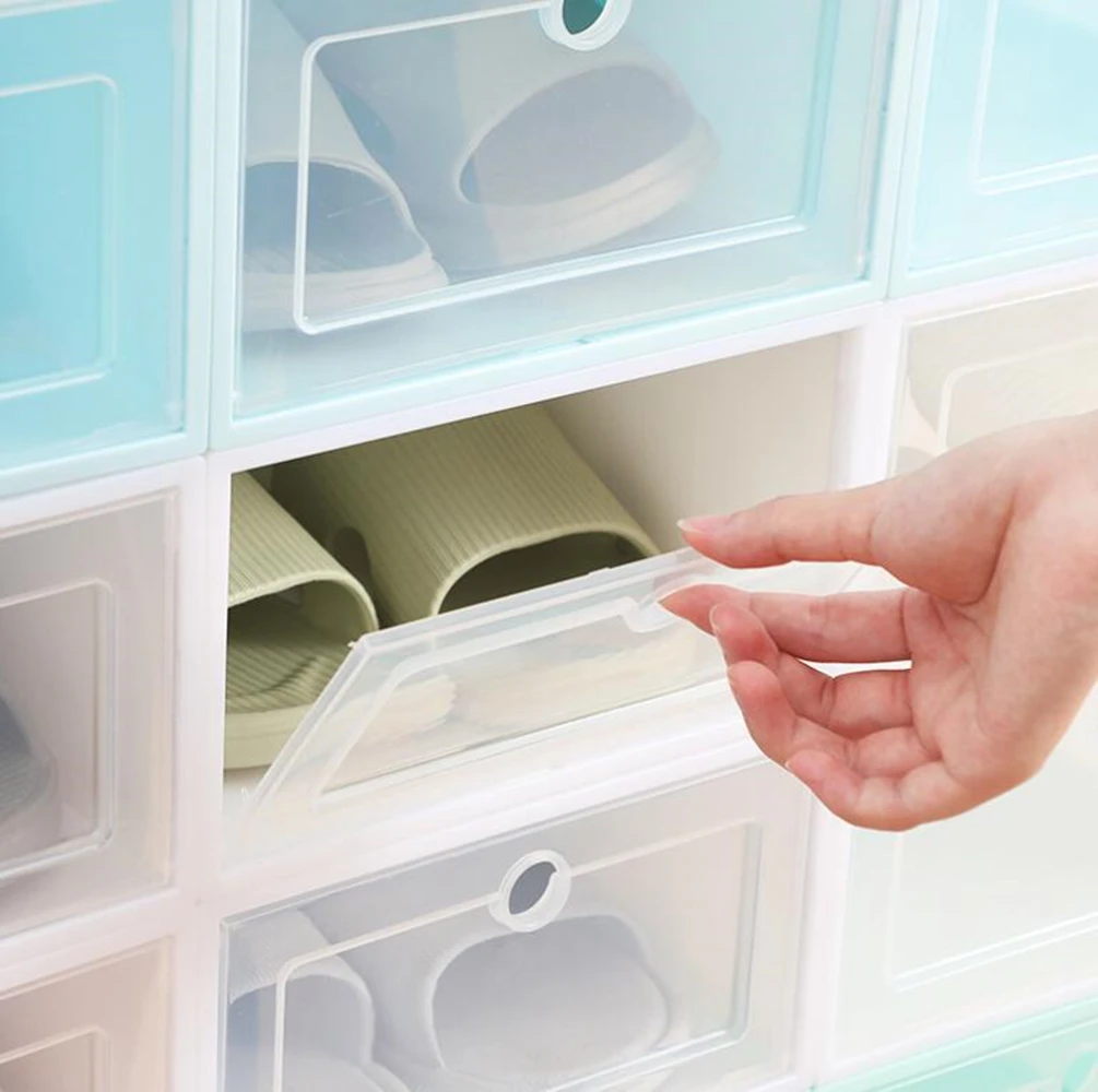 Pack 6 Zapatero plegable para el hogar, caja zapatos ,cajone caja de almacenamiento de plástico transparente,  organizador de zapatos, Zapatero de