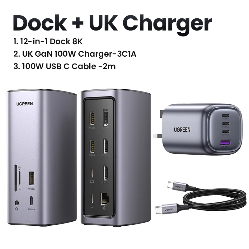 UGREEN Docking Station 12-IN-1 USB C to 8K HDMI DisplayPort 