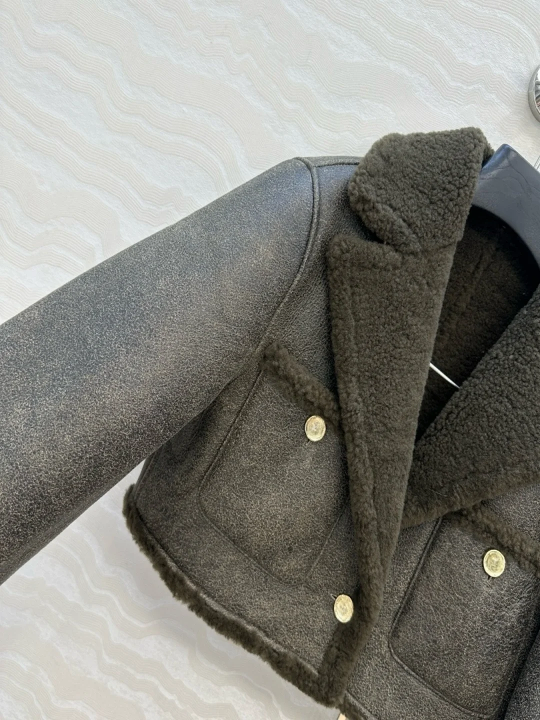 سترة قصيرة للنساء، معطف طيار عتيق، سترة من جلد الخراف المتعثرة، شيرلينغ تركي ممتاز