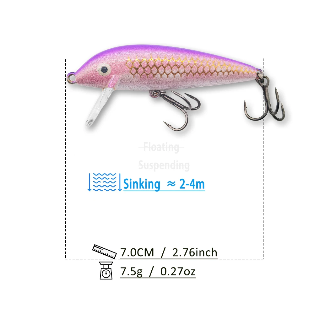 FishBites غرق تويتش شاد أسماك الصيد إغراء 70 مللي متر 7.5 جرام تمايل الطعم الثابت ل باس بايك سمك السلمون المرقط المياه المالحة المياه العذبة #2