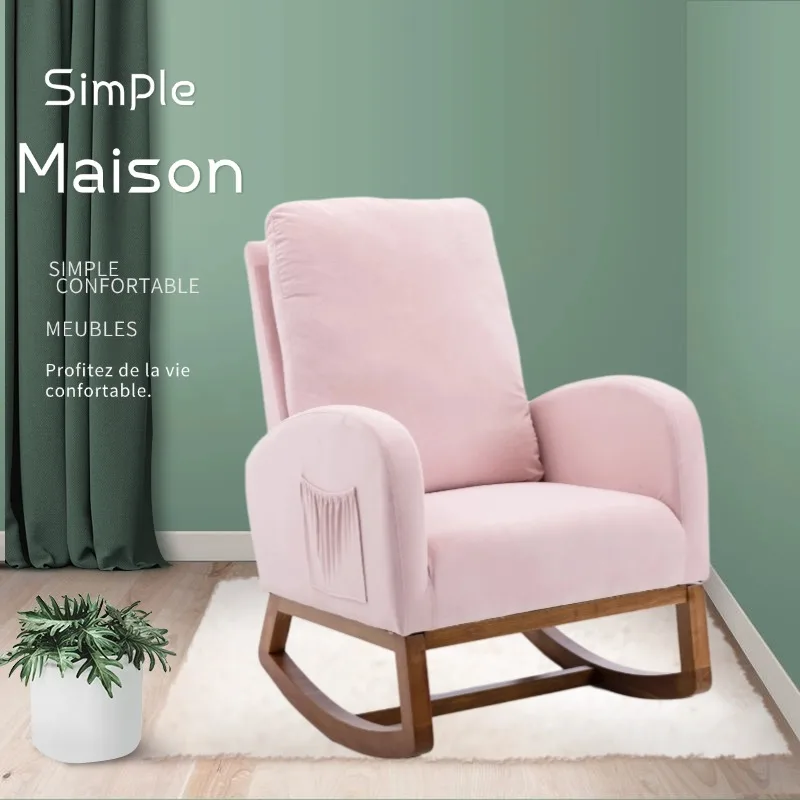 Fotel bujany w nowoczesnym stylu, wysokim oparciem wyściełane krzesło przesuwne do salonu. Nadaje się do salonu i sypialni