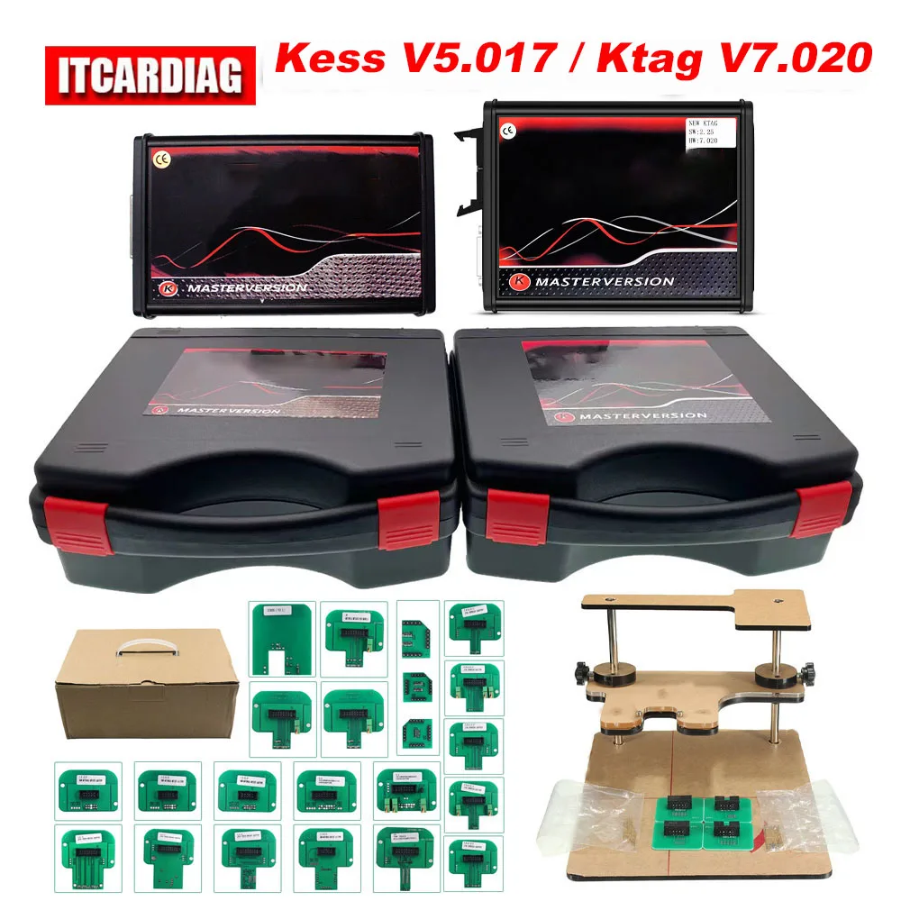 

Online EU Red Kess Ksuit V2 V5.017 Ktag V7.020 ECU Tool Unlimited Online OBD2 Tuning ECU Programmer with BDM Frame 22pcs Adapter